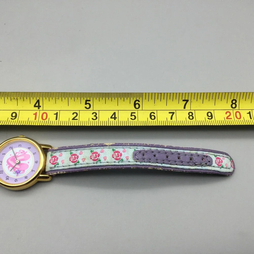 Accutime Girls Watch 26mm Ballet Slippers Gold Tone Floral Leather New Battery